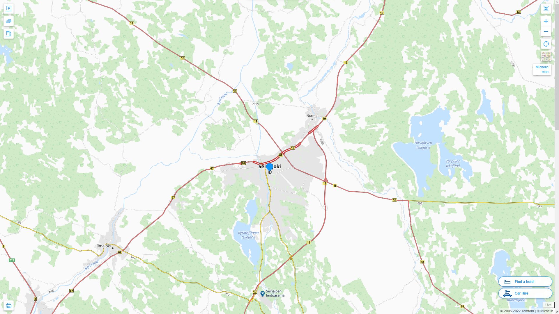 Seinajoki Highway and Road Map